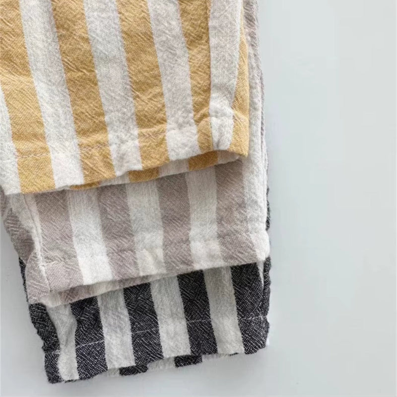 Tiny Trend Vintage Cotton  Stripe Pants – Unisex Casual Trousers with Pockets for Toddlers