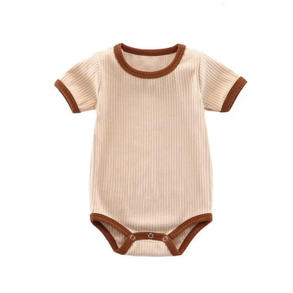 SoftNest – Ribbed Cotton Short Sleeve Romper for Newborns