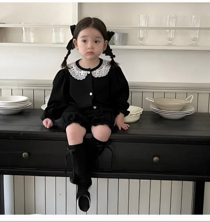 LaceMuse – Korean Style Baby Girl Cardigan & Shorts Set