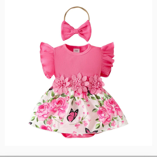BellaBloom – Baby Girl Ruffle Romper Skirt Set with Bow