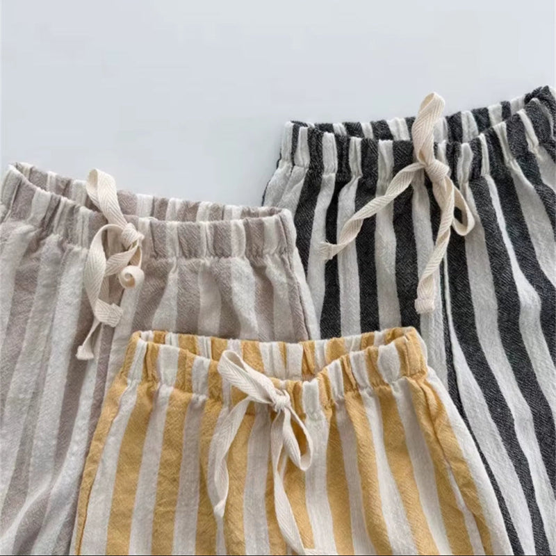 Tiny Trend Vintage Cotton  Stripe Pants – Unisex Casual Trousers with Pockets for Toddlers