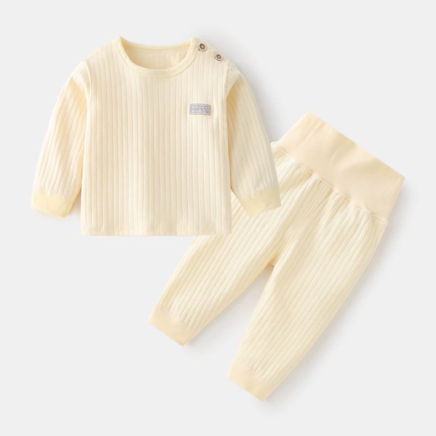 CozyNest – Baby Thermal Underwear Pajama Set in Soft Candy Colors