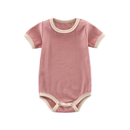 SoftNest – Ribbed Cotton Short Sleeve Romper for Newborns
