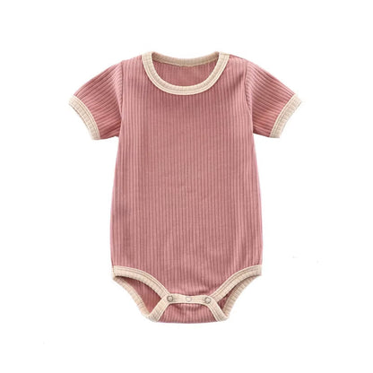 SoftNest – Ribbed Cotton Short Sleeve Romper for Newborns