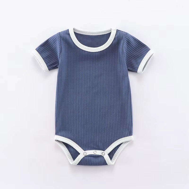SoftNest – Ribbed Cotton Short Sleeve Romper for Newborns