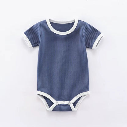 SoftNest – Ribbed Cotton Short Sleeve Romper for Newborns